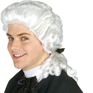 Mens Colonial White Wig One Size Judge Costume by Rubies New